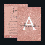 Rose Gold Sparkle Glitzer 16 . Geburtstag Geburtst Einladung<br><div class="desc">Rose Gold Sparkle Glitzer 16 . Geburtstag Monogram Name und Ersteinladung Geburtstagsparty. Diese Einladung ist perfekt für die Rose Gold Sparkle Glitzer Sweet 16 Geburtstagsparty,  die in Rosa Rose Gold zu feiern suchen.</div>