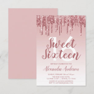 Rose Gold Sparkle Glitzer 16 . Geburtstag Geburtst Einladung