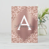 Rose Gold Sparkle Glitzer 16 . Geburtstag Geburtst Einladung (Stehend Vorderseite)