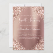 Rose Gold Sparkle Glitzer 16 . Geburtstag Geburtst Einladung (Rückseite)