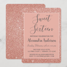 Rose Gold Sparkle Glitzer 16 . Geburtstag Geburtst