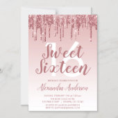 Rose Gold Sparkle Glitzer 16 . Geburtstag Geburtst Magneteinladung (Vorderseite)