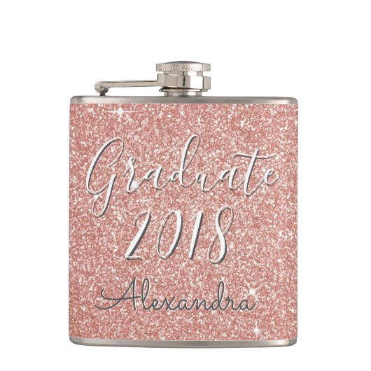 Rose Gold Sparkle Glitzer Class of 2018 Graduate Flachmann (Vorderseite)