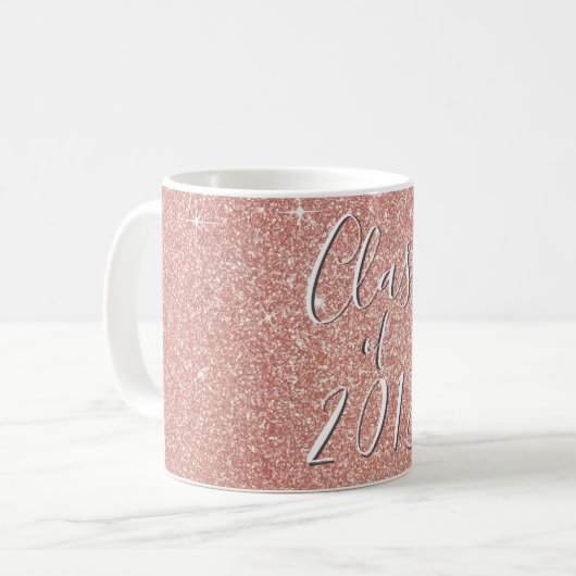 Rose Gold Sparkle Glitzer Class of 2018 Graduate Kaffeetasse (Vorderseite Links)