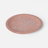 Rose Gold Sparkle Glitzer Class of Abschluss Pappteller (Schrägansicht)