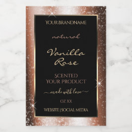 Rose Gold Sparkle Glitzer Frame Glam Produktlabel Lebensmitteletikett