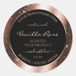 Rose Gold Sparkle Glitzer Frame Glam Produktlabel Runder Aufkleber