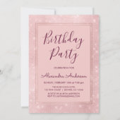 Rose Gold Sparkle Glitzer Girly Birthday Party Einladung (Rückseite)