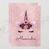 Rose Gold Sparkle Glitzer Girly Birthday Party Einladung (Vorne/Hinten)