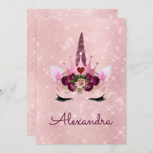 Rose Gold Sparkle Glitzer Girly Birthday Party Einladung