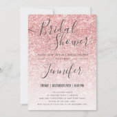 Rose Gold Sparkle Glitzer Glam Brautparty Einladung (Vorderseite)
