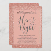 Rose Gold Sparkle Glitzer Hens Night Party Einladung (Vorne/Hinten)