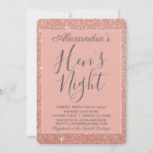 Rose Gold Sparkle Glitzer Hens Night Party Einladung (Vorderseite)