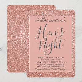Rose Gold Sparkle Glitzer Hens Night Party Einladung