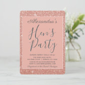 Rose Gold Sparkle Glitzer Hens Party Einladung (Stehend Vorderseite)