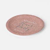 Rose Gold Sparkle Glitzer Hens Party Pappteller (Schrägansicht)