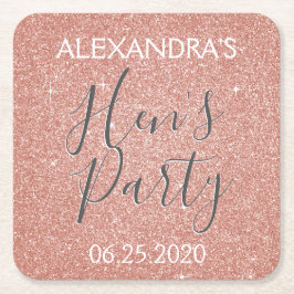 Rose Gold Sparkle Glitzer Hens Party Rechteckiger Pappuntersetzer