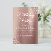Rose Gold Sparkle Glitzer jedes Alter Geburtstag Einladung (Stehend Vorderseite)