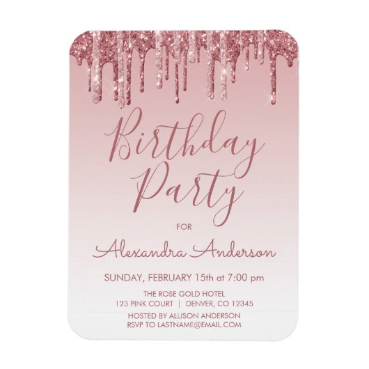 Rose Gold Sparkle Glitzer jedes Alter Geburtstag Magnet (Vertikal)