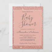 Rose Gold Sparkle Glitzer Kinderdusche Einladung (Vorderseite)