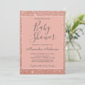 Rose Gold Sparkle Glitzer Kinderdusche Einladung (Stehend Vorderseite)