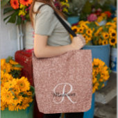 Rose Gold Sparkle Glitzer Monogram Hübsch Tasche