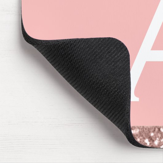 Rose Gold Sparkle Glitzer Monogram Name Mousepad (Ecke)