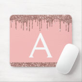 Rose Gold Sparkle Glitzer Monogram Name Mousepad (Mit Mouse)