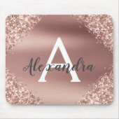 Rose Gold Sparkle Glitzer Monogram Name Mousepad (Vorne)