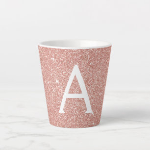 Rose Gold Sparkle Glitzer Monogramm Name & Initial Milchtasse
