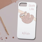 Rose Gold Sparkle Glitzer Name Niedlich Sloth Case-Mate iPhone Hülle