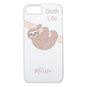 Rose Gold Sparkle Glitzer Name Niedlich Sloth Case-Mate iPhone Hülle (Rückseite)