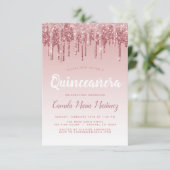 Rose Gold Sparkle Glitzer Quinceanera Feier Einladung (Stehend Vorderseite)