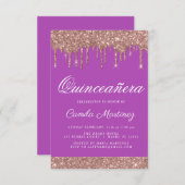 Rose Gold Sparkle Glitzer Quinceñera Feier Einladung (Vorne/Hinten)