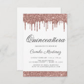 Rose Gold Sparkle Glitzer Quinceñera Feier Einladung (Vorne/Hinten)