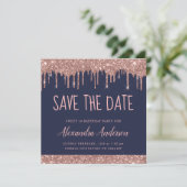 Rose Gold Sparkle Glitzer Sweet 16 Save the Date Einladung (Stehend Vorderseite)