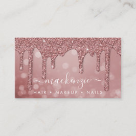 Rose Gold Sparkle Glitzer Tropfen Bokeh QR Code Visitenkarte