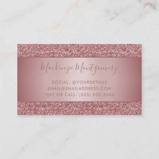 Rose Gold Sparkle Glitzer Tropfen Luxus Visitenkarte (Rückseite)