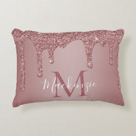 Rose Gold Sparkle Glitzer Tropfen Monogram Baby Dekokissen