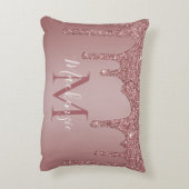 Rose Gold Sparkle Glitzer Tropfen Monogram Baby Dekokissen (Rückseite(Vertikal))