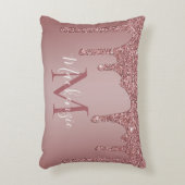 Rose Gold Sparkle Glitzer Tropfen Monogram Baby Dekokissen (Vorderseite(Vertikal))