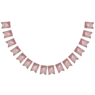 Rose Gold Sparkle Glitzer Tropfen Monogram Geburts Wimpelkette