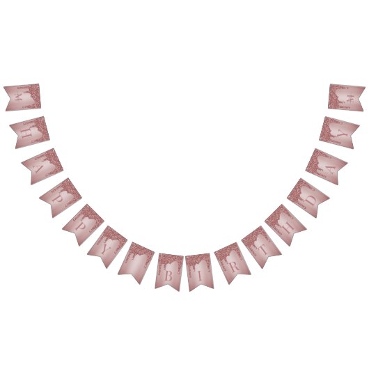 Rose Gold Sparkle Glitzer Tropfen Monogram Geburts Wimpelkette (Alle)