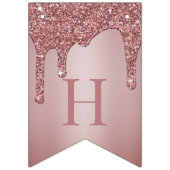Rose Gold Sparkle Glitzer Tropfen Monogram Geburts Wimpelkette (Zweite Fahne)