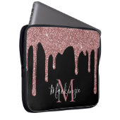 Rose Gold Sparkle Glitzer Tropfen Monogramm auf Sc Laptopschutzhülle (Vorne Rechts)