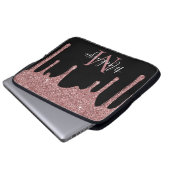Rose Gold Sparkle Glitzer Tropfen Monogramm auf Sc Laptopschutzhülle (Vorne Knopf)