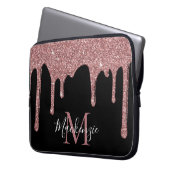 Rose Gold Sparkle Glitzer Tropfen Monogramm auf Sc Laptopschutzhülle (Vorderseite Links)