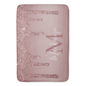 Rose Gold Sparkle Glitzer Tropfen Monogramm Badematte (Vorderseite Vertikal)