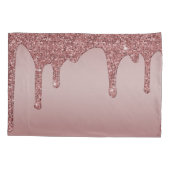 Rose Gold Sparkle Glitzer Tropfen Monogramm Kissenbezug (Rückseite)