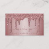 Rose Gold Sparkle Glitzer Tropfen QR Code Visitenkarte (Vorderseite)